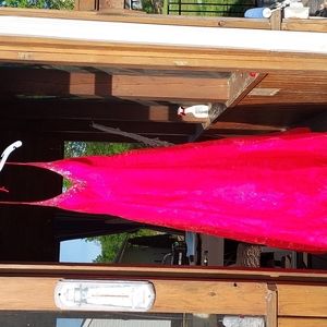 Hot pink long prom dress